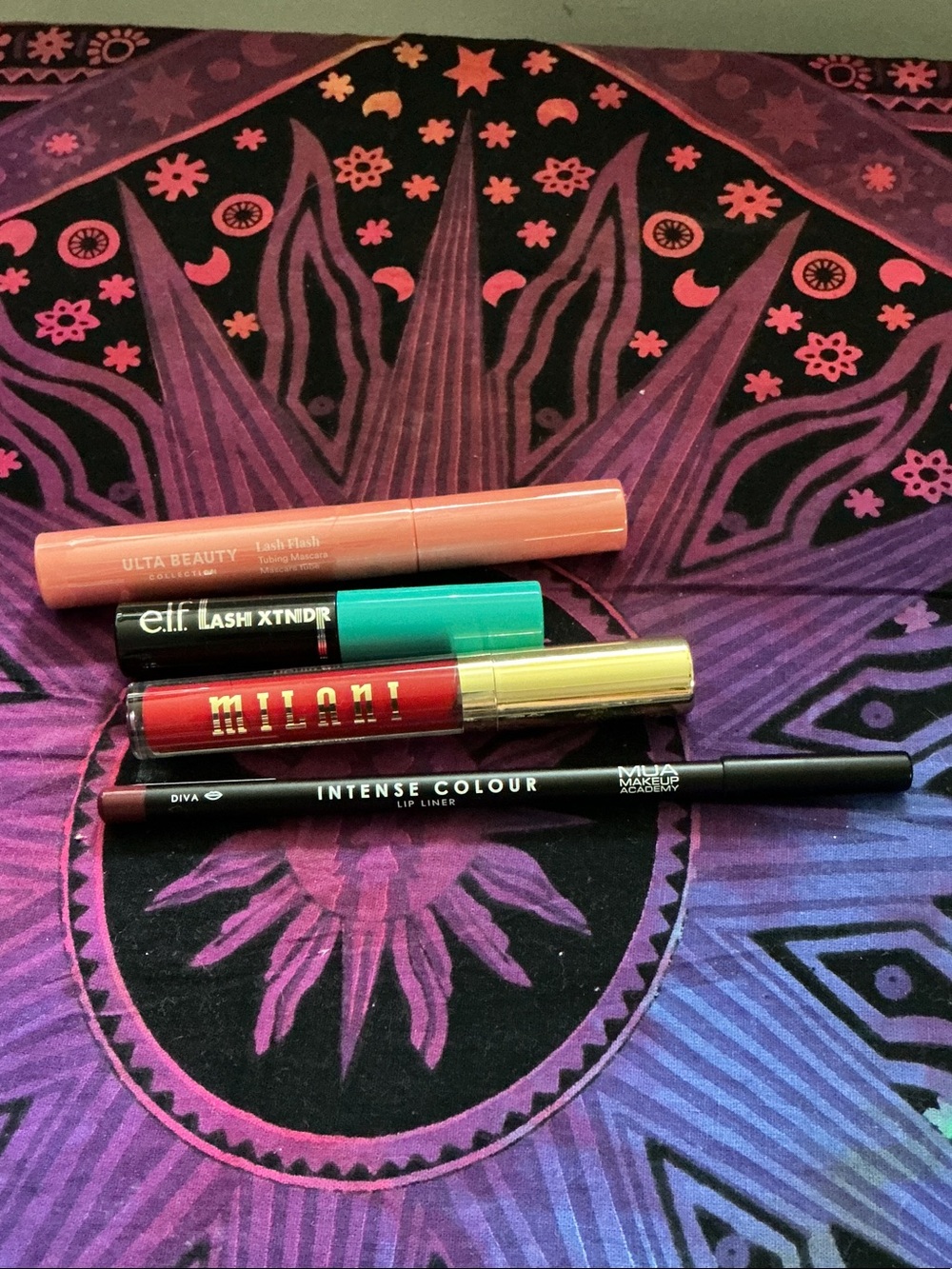ELF Lash Xtndr/Ulta LashMascara Tube with Red Milani Lip Gloss and Red Lip Liner
